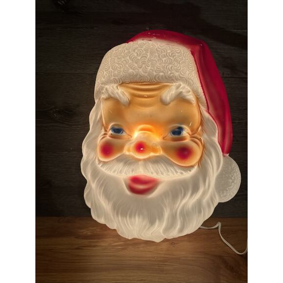 Vintage EMPIRE BLOW MOLD SANTA CLAUS FACE CHRISTMAS light up door hang 17" - Picture 2 of 12